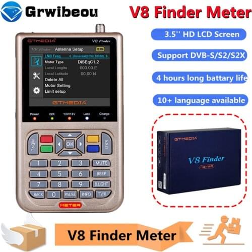 V8 Finder Meter SatFinder Digital Satellite Finder DVB S/S2/S2X HD 1080P Receptor TV Signal Receiver Sat Decoder Location Finder