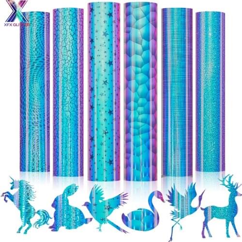 XFX HTV 1 Pcs 25x30.5cm Vinyl Heat Thermal Transfer Iron on DIY Garment Film Silhouette Paper Fabric T Shirt Holographic Sticker