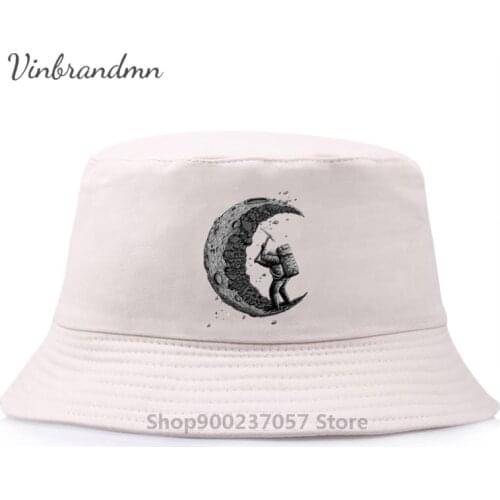 3D Cotton Digging The Moon print funny Panama Bucket Hat New fashion cool Fisherman Hat Bucket Cap