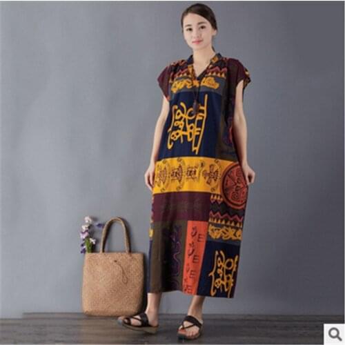 Women Summer Totem V-neck Loose Dress