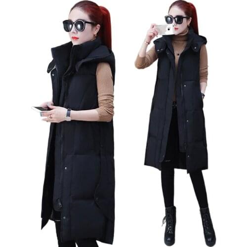 2021 new Women winter Vest Coat Hooded vest Women Long Vest Warm Women Tops Vest Chaleco Mujer Gilet Casaco Feminino