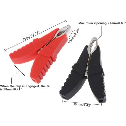 2pcs Red Black Butterfly Type Insulated Alligator Clips Testing Clamps For Car Battery Clip Power Test Cables