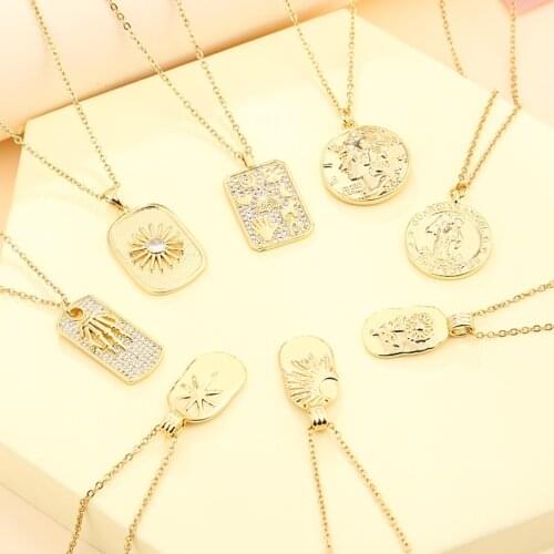 2021 New Fashion Stainless Steel Flower Sun Coin Pendant Necklace For Women Charm Female Hip Hop Jewelry Gift