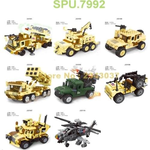 23100-23110 151~388pcs Ww2 Military Helicopter Armoured Vehicle Artillery Building Blocks Toy