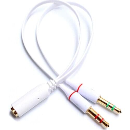 3.5 Plug 1 Female to 2 Male Y Splitter Earphone Audio Cables Headphone transducer combo adapter splitter for headset microphone