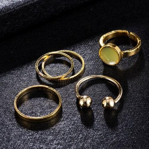 5pcs Gorgeous Ring Set Zircon Gold Adjustable Opening Fashion Female Party Jewerly Statement Tail Rings 2021 Women Dropshipping