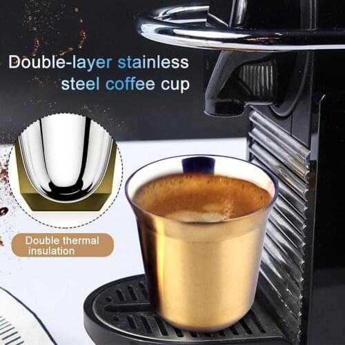 80ml Milk Capsule Mug Double Wall Stainless Steel Espresso Insulated Coffee Cup 304 Stainless Steel Insulated Smooth Coffee Cup