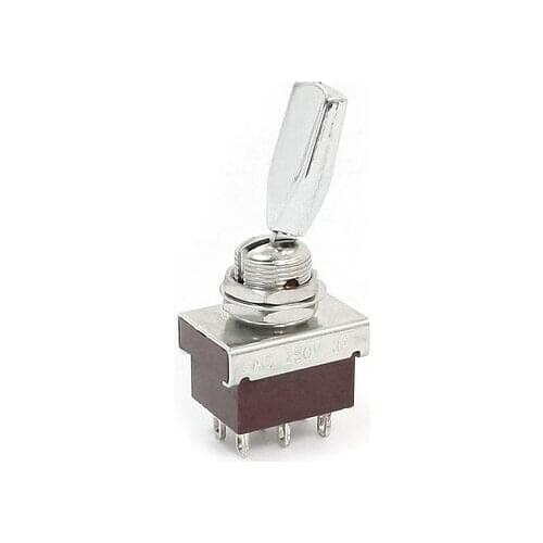 AC 250V 3A 3 Position ON/OFF/ON DPDT Self-Locking Toggle Switch