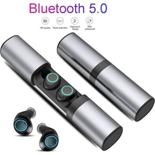 VIRWIR Wireless Bluetooth 5.0 Waterproof Sports Earbuds In-ear TWS HIFI Earphone1200mAh With rechargeable Box Earphone