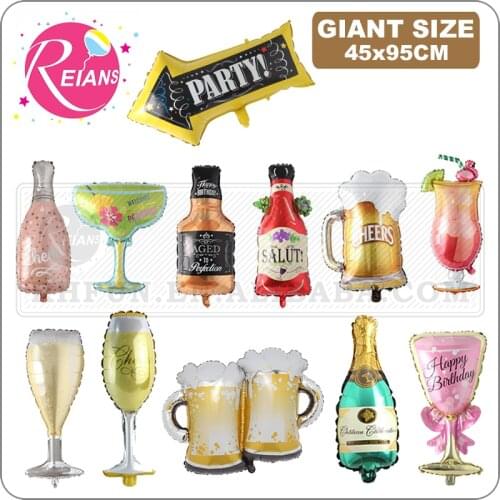 Large Size Champagne Cup Beer Bottle Aluminium Foil Balloons Wedding Birthday Party Decorations Anniversary Baby Shower Balloons
