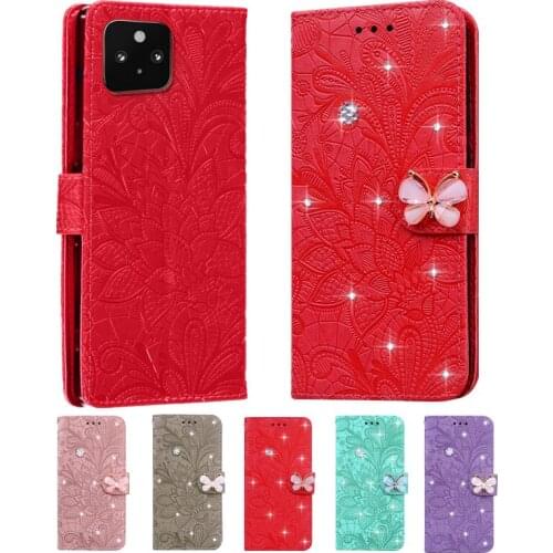 Case For Google Pixel 5 Case Google Pixel 4 3 4a 3a XL 5G Diamond Lace Flower Leather Wallet Card Slot Holster Cover Phone Case
