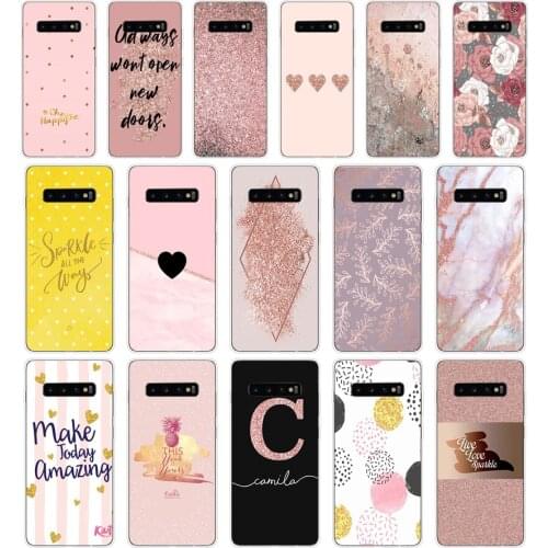 331FG Gold Rose Glitter Love Soft Silicone Tpu Cover Case for Samsung Galaxy A01 A10 M11 M21 S10 S20 J1 2016 Plus case