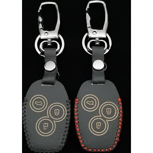 3 Buttons Car Remote Genuine Leather Key Shell Case For Renault Trafic Vivaro Primastar Movano Kangoo 2 Clio 3 Protector Cover
