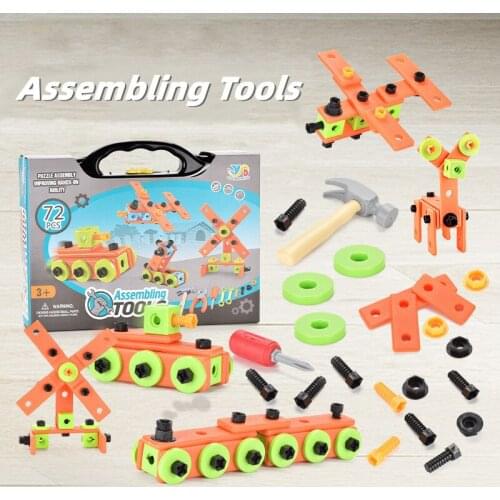 Boy Toys Children Pretend Play Simulation Engineering Assembling Tool Children Education Toys DIY Model 72Pcs With Storage Box