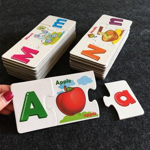 Kids Education 3d Puzzles Letter Matching Card Children Classic Early Learning Aids Alphabet Pairing Jigsaw Puzzle Language Toys