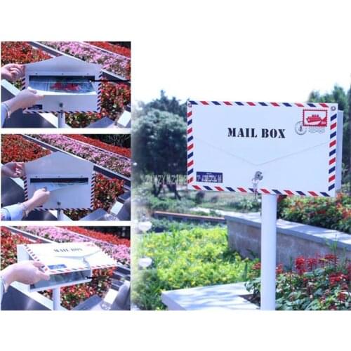 Envelope Design Security Stand Mailbox Postbox Metal Outdoor Letterbox Garden Park Secure Mail box Letter Box 122cm Height 1035c