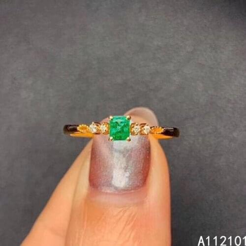 KJJEAXCMY fine jewelry S925 sterling silver inlaid natural Emerald new girl luxury ring support test Chinese style hot selling
