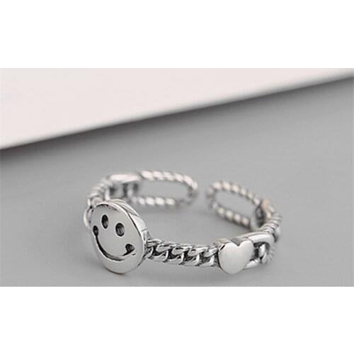 Latest Hot Sale Heart Unique Resizable Rings S Smile Face Happy Hip Hop Ring For Girl Women Gift Jewelry Free Shipping