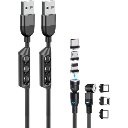540 Degree Magnetic 3-In-1 Data/Charging Cable with Magnetic Adapters and Storage Compartment,for Type-C,IProduct