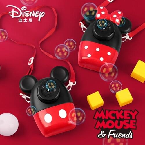 Disney Mickey Mouse Minnie automatic bubble blowing machine lighting music Outdoor Summer Toys Baby Bath Toys for Children Gifts