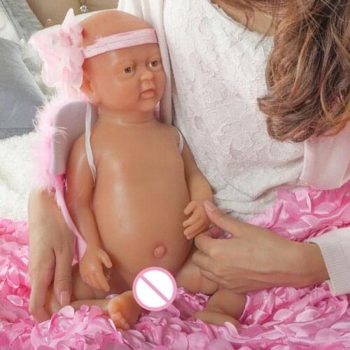 18'' Full Body Soft Silicone Reborn Baby Girl Lifelike Silicone Doll Kids Gift Reborn Baby Doll In-Stock Items Small Dolls