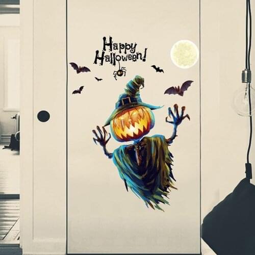 Halloween Pumpkin Light Pattern Wall Sticker Bedroom Living Room 45*60cm Removable Wall Sticker Home Decoration Wall Decal