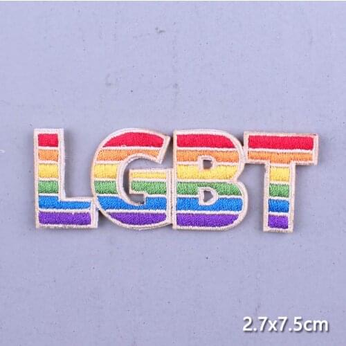 DIY Letter LGBT Gay Patch Heart Iron On Patches For Clothing Flag Badge Sexy Applique Patch Hip Hop Embroidered Patches Stripe