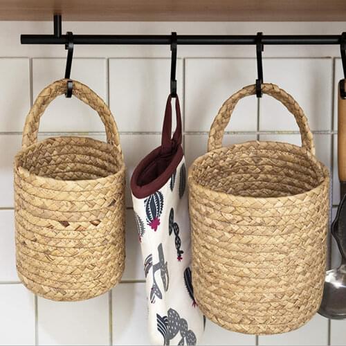 Wall Hanging Baskets Laundry Flower Pot Plant Hanger Seagrass Wicker Toy Hot Sales Woven Belly 100%Handmade Garden Planter