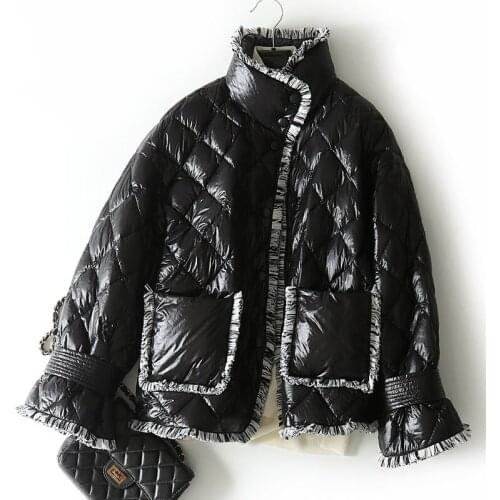 New 2021 Winter Womens Down Cotton Jackets Tassel Trendy Woman Thin Coats Loose Plus Size Female Parkas Long Sleeve Outerwear