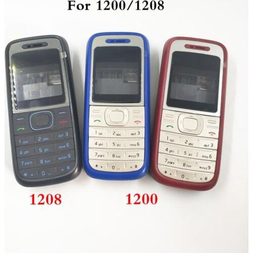 New High Quality Cover For Nokia 1200 1208 Full Complete Mobile Phone Housing Cover Case English Keypad