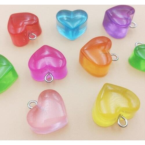 10pcs/lot Love Heart shape Resin Charms flat back Cabochons Diy Craft necklace pendant earring decoration