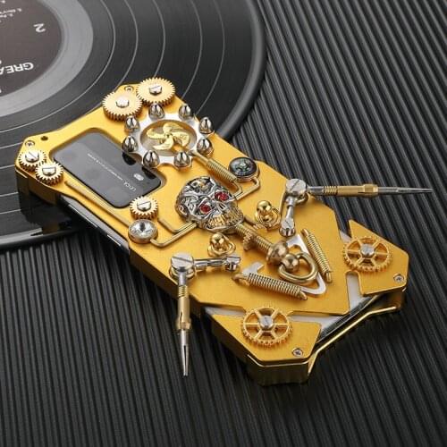 Luxury Armor Metal Aluminum pure copper Cover For Huawei P40 Pro + Plus case mechanical gear purely handmade Skull Phone shell