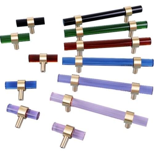 Nordic Modern Wardrobe Dresser Drawer Pull Cabinet Door Handle&Knobs Cabinet Handle Pure Copper Double Hole Crystal Handle