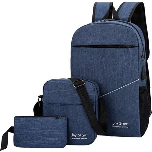 3pcs/set Mens Backpack Male USB Charging Laptop Backpack Women Travel Backpacks Schoolbag Men Shoulder Bag Sets Bags