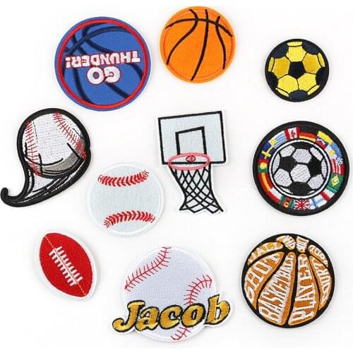 Ball Sports Fan Emblem Baseball Basketball Football Tennis Ball Collection Embroidered Sticker Iron on Patches for Jacket Hat