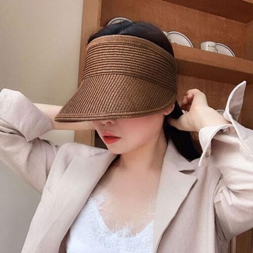 2021 New Panama Women Straw Hat Empty Top Women Summer Hat Sun Protection Outdoor Sports Fishing Beach Chapeau