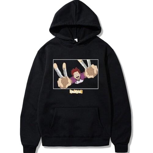 Anime Haikyuu Tendo Satori Hoodies Harajuku Cartoon Sweatshirt Funny Volleyball Junior Graphic Pullover Winter Men Women Hoodies