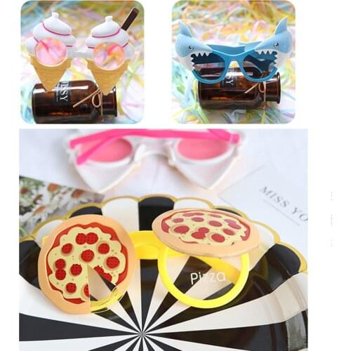 Funny Glasses Photo Booth Props Birthday Party Kids/Adult cute Decor Cosplay Role Play Shark Pizza Bow-knot Ice cream shape