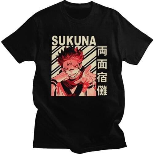 Funny Vintage Anime Jujutsu Kaisen T Shirts Men Short Sleeve Ryomen Sukuna T-shirts Casual Tee Tops Cotton Tshirt Merchandise