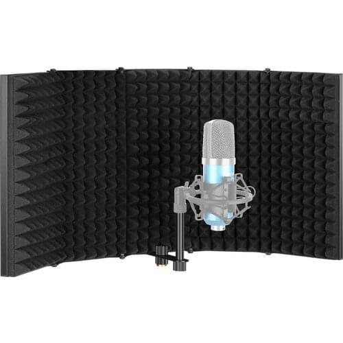 Neewer Pro Microphone Isolation Shield, 5-Panel Pop Filter, High Density Absorbent Foam Front & Vented Metal Back Plate