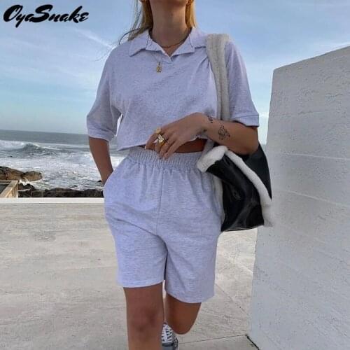 Oyasnake Womens Sets Polo Short Sleeve T-Shirt Tops +Elastic Waist Pocket Loose Mini Pants Solid Casual Sprots 2-Piece Suits
