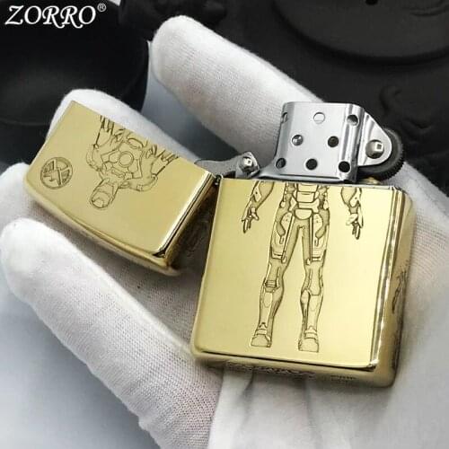 Zorro Pure Copper Kerosene Lighter Classic Creative Carving Gift Collection Toys Smoking Tool Gasoline Oil Lighter