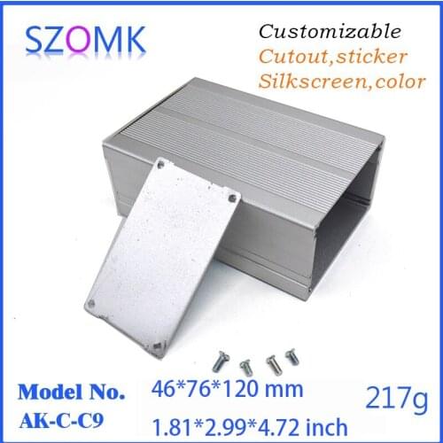 1 pc, 46*76*120mm separated aluminum extrusion box diy enclosure project box silvery aluminum box for electronic project