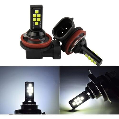 1pcs H8 H11 Car Led Fog Lights Bulb 9006 9005 H4 H7 3030 12SMD 6500K White Driving Running Signal Lamp Auto Light H3 HB3 HB4