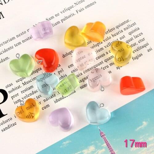 10pcs 17MM Resin food cabochon heart sugar sweet candy charms pendant miniature jewelry making Material Creative Diy Accessories