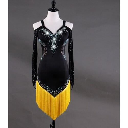 2018 Custom made Latin Dance Dress Women Girls Rumba Cha-cha Skirt Ballroom Competition Costume Clothing Diamond Dance Dress