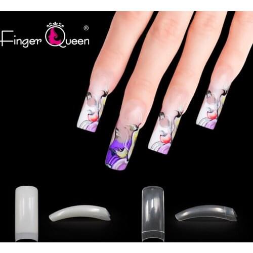 500/PCS Super Straight Nail Tip Transparent Half Cover Nail Half French Artificial Nail Tips Coffin Acrylic Fake Nail