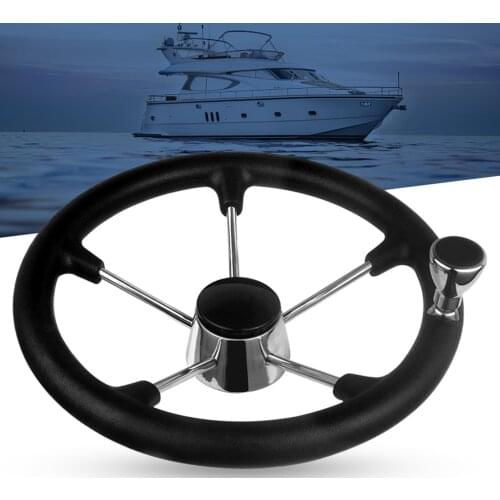Boat Accessories Marine Boat Stainless Steel 5 Spokes Steering Wheel with Knob for Boat Marine Yacht Accessories 13.5 Inch