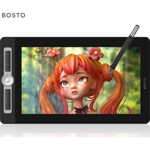 BOSTO 16HD Pro 15.6 Inch H-IPS LCD Graphics Drawing Tablet Display Digital Drawing Pad 8192 Pressure Level Passive Technology