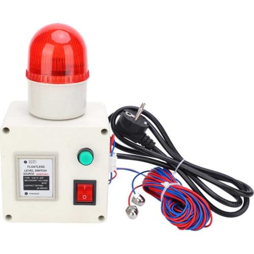 AC 220V Stainless Steel Low Liquid Level Sensor Water Shortage Alarm Controller 90dB With Silencer EU Plug